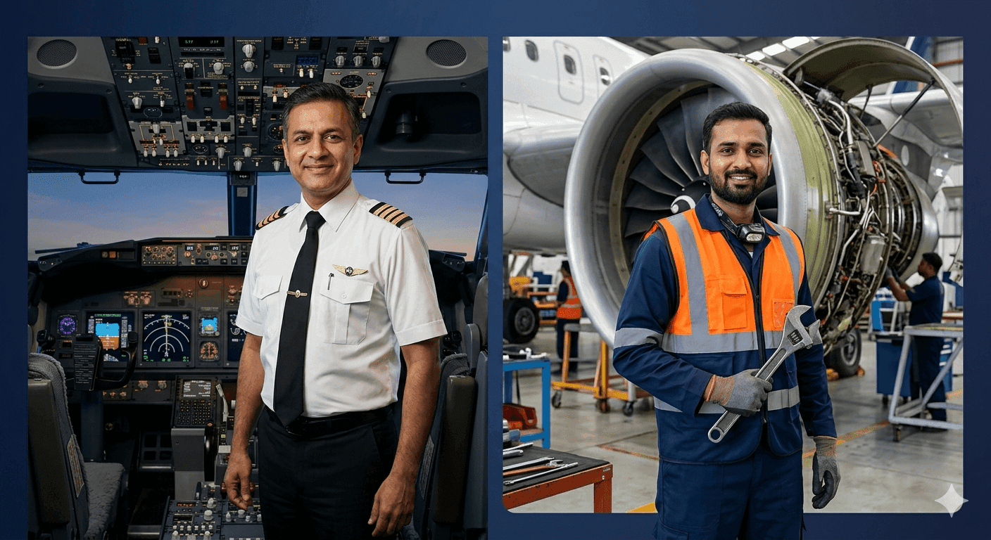 Featured image for Pilot vs AME: Which Aviation Career Is Better in India?